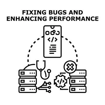 Fixing bugs and enhancing system performance concept Stock Illustration
