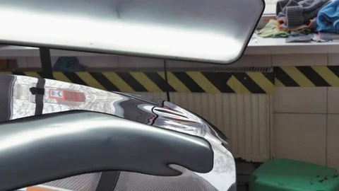 Fixing car body. PDR technology. Car body repair Stock Footage 92085685