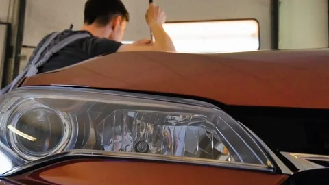 Fixing car body. PDR technology. Car body repair Stock Footage 92086133