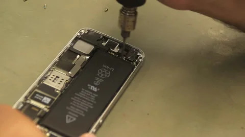 Fixing cell phone in a professional lab. 7 different shots Stock Footage 47865318