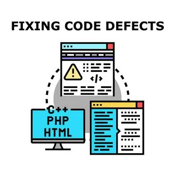 Fixing code defects in software development process Illustrazione stock