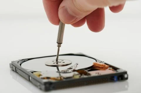 Fixing computer hard drive Stock Photos