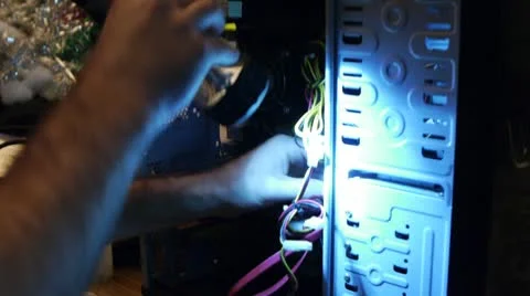 Fixing Computer Innards 02 Stock Footage 10688979