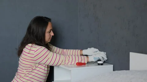 Fixing an electrical outlet in the bedroom Stock Footage 317321860