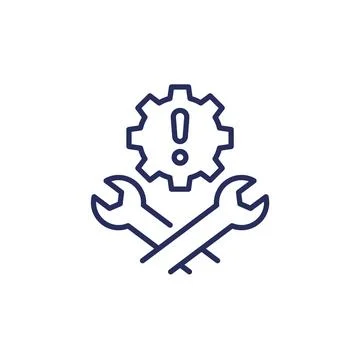 Fixing errors, technical problems line icon Stock Illustration