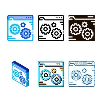 Fixing file coding system styleset vector thin line icon Stock Illustration