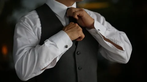 Fixing His Tie Stock Footage 104780389