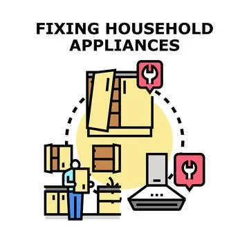Fixing household appliances concept vector illustration Illustrazione stock
