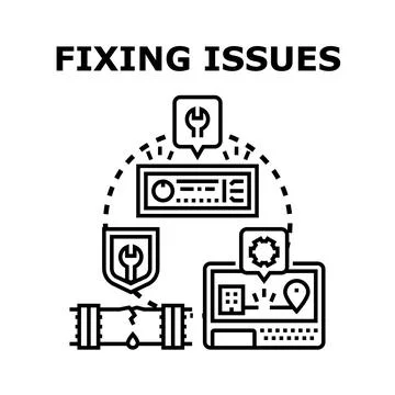 Fixing issues concept for problem solving and technical support Stock Illustration