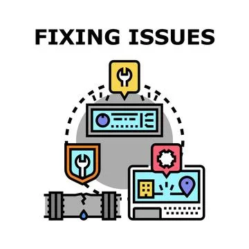 Fixing issues concept for problem solving and technical support Stock Illustration