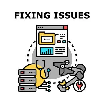 Fixing issues with system maintenance and technical support Illustrazione stock
