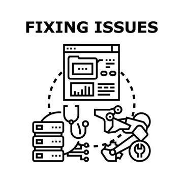 Fixing issues with system maintenance and technical support Stock Illustration