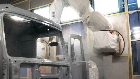 Fixing the machine by using robots. Scene. A disassembled machine without any Stock Footage 168766466