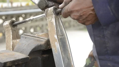 Fixing Motorcycle. 스톡 동영상 77748925