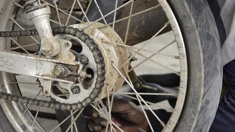Fixing Motorcycle. Stock Footage 77749157