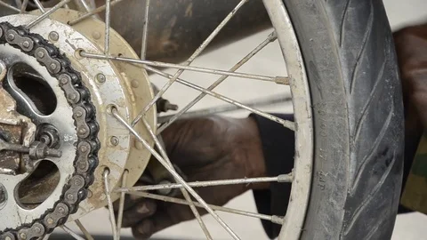 Fixing Motorcycle. 스톡 동영상 77749259