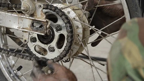 Fixing Motorcycle. Stock-Footage 77749260