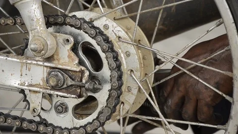 Fixing Motorcycle. Stock Footage 77749267