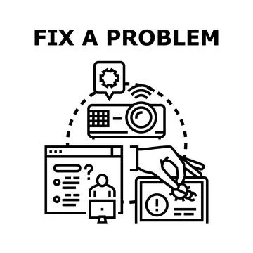 Fixing problem concept, resolving error, finding solution Illustrazione stock