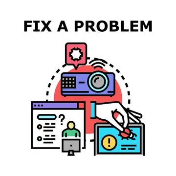 Fixing problem concept, resolving error, finding solution Illustrazione stock