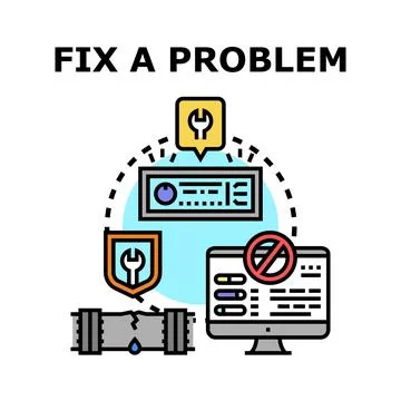 Fixing problem with solution repair and maintenance concept Stock Illustration