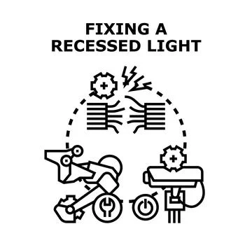 Fixing recessed light system for electrical repair Illustrazione stock
