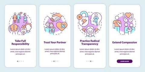 Fixing relationship onboarding mobile app screen Stock-Illustration