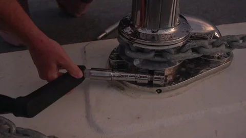 Fixing a ship's part Video stock 80242124