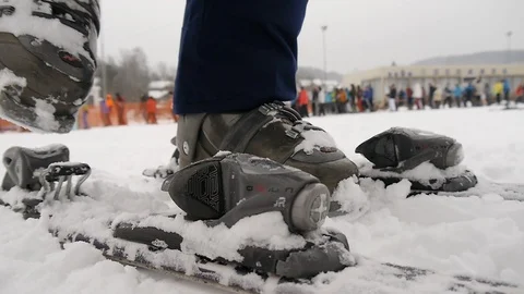 Fixing the ski boot. Stock Footage 107532611