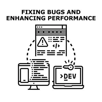 Fixing software bugs and enhancing system performance Stock Illustration