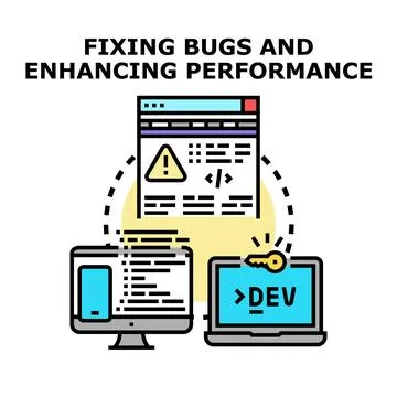 Fixing software bugs and enhancing system performance Stock Illustration