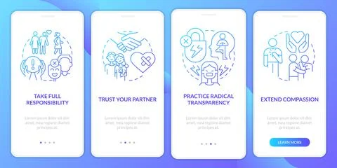 Fixing struggling relationship blue gradient onboarding mobile app screen 스톡 일러스트