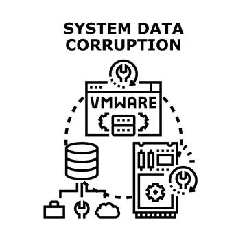 Fixing system data corruption in virtual environments Stock Illustration