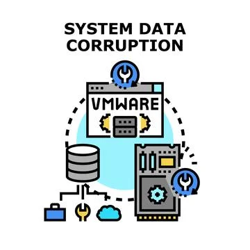 Fixing system data corruption in virtual environments Stock Illustration