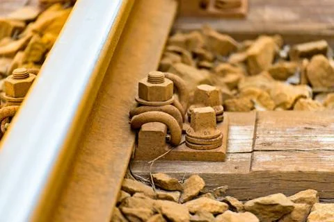 Fixing of tracks for a train Stock Photos