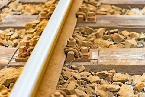 Fixing of tracks for a train Stock Photos