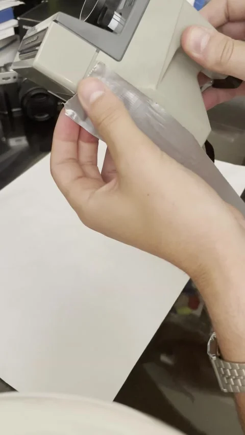 Fixing vintage instant camera with duct tape Vidéo 234988747