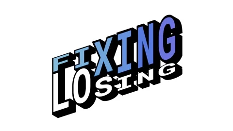 FIXING vs LOSING, 3D Text Animation in Isometric View with Opposite Word Motion Stock Footage 314263489