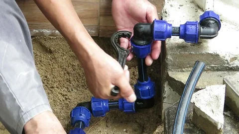Fixing Water Pipe 4 Stock Footage 170080608
