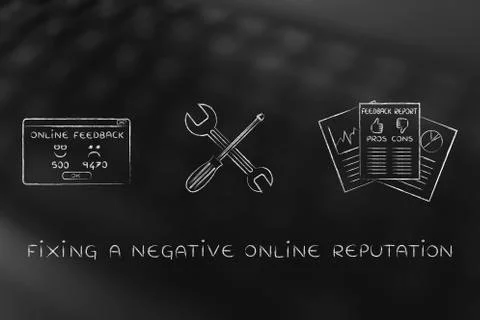Fixing your reputation, survey docs with wrench &amp; screwdriver Stock Illustration