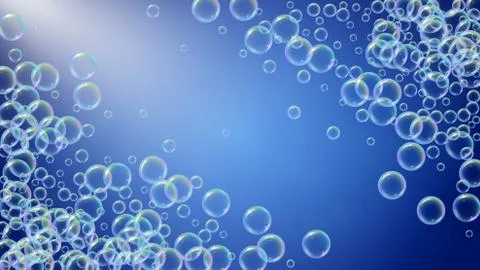 Fizz background with shampoo foam and soap bubbles. Stock Illustration