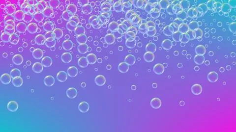 Fizz background with shampoo foam and soap bubbles. Stock Illustration