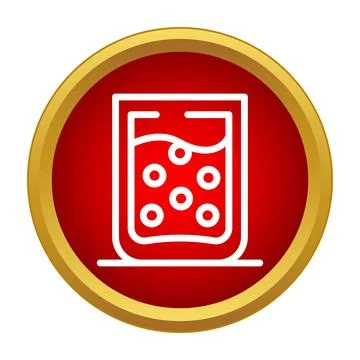 Fizzy drink beverage icon in red golden circle Stock Illustration