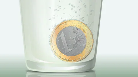 Fizzy Euro coin (close-up) 스톡 동영상 30882045