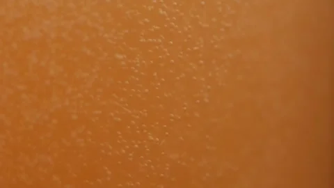 Fizzy Orange Soda Bubbles Flowing To The Top, Macro Close Up Stock Footage 307702422