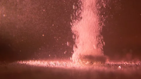Fizzy tablet dissolving in dark pink water closeup macro Stock Footage 126519690