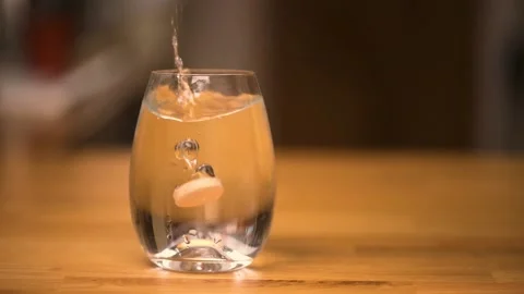 Fizzy vitamin tablet Video stock 134418873