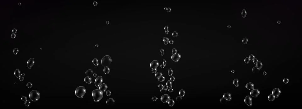 Fizzy water bubbles floating on dark background. イラスト素材