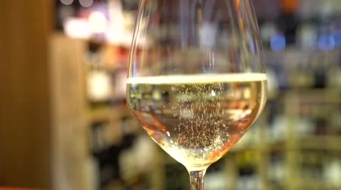 A fizzy wine glass closeup. Stock Footage 61745276
