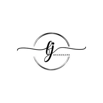 FJ Initial handwriting logo with circle template vector Stock Illustration
